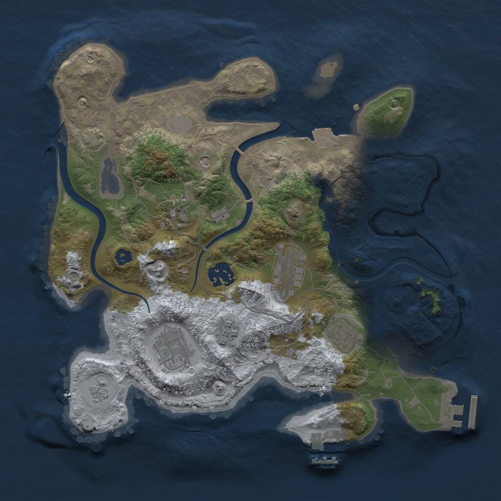 Rust Map: Procedural Map, Size: 3000, Seed: 311580, 12 Monuments