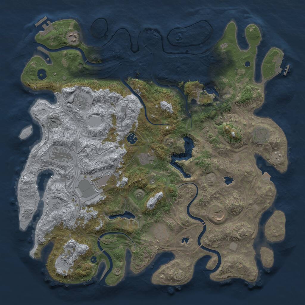 Rust Map: Procedural Map, Size: 4500, Seed: 700014423, 17 Monuments