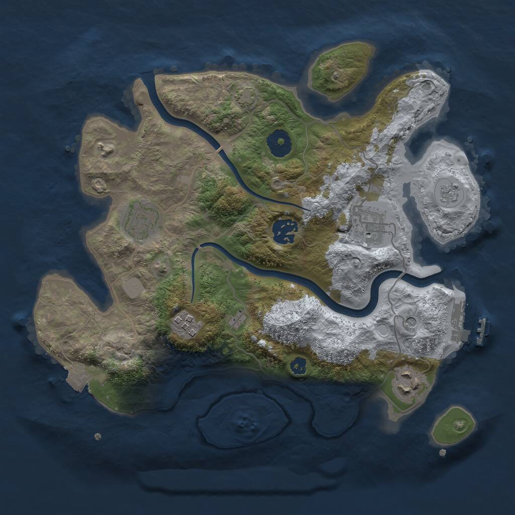 Rust Map: Procedural Map, Size: 3000, Seed: 74756, 10 Monuments