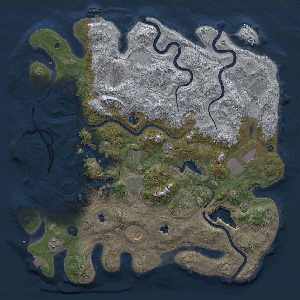 Rust Map: Procedural Map, Size: 4500, Seed: 9695876, 16 Monuments