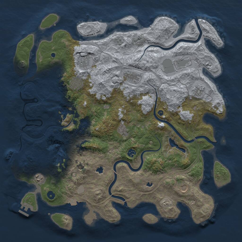 Rust Map: Procedural Map, Size: 4500, Seed: 99807628, 16 Monuments