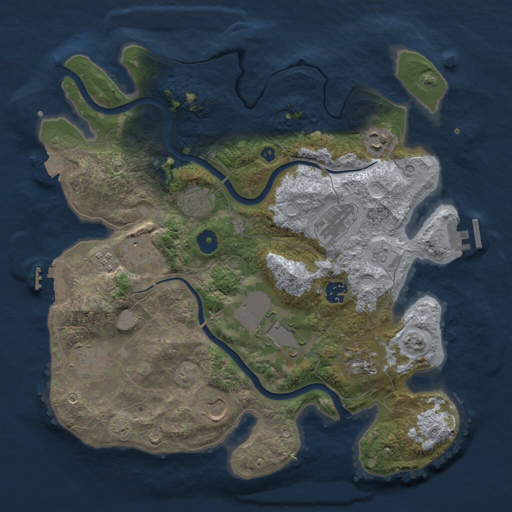 Rust Map: Procedural Map, Size: 3500, Seed: 1327978885, 16 Monuments