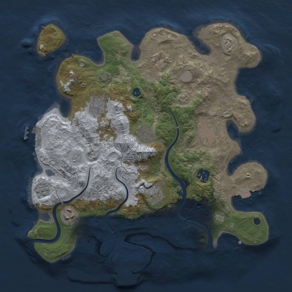 Rust Map: Procedural Map, Size: 3390, Seed: 649861369, 14 Monuments