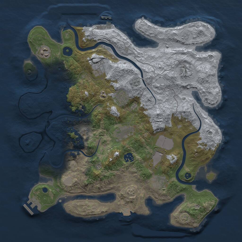 Rust Map: Procedural Map, Size: 3750, Seed: 617579483, 15 Monuments