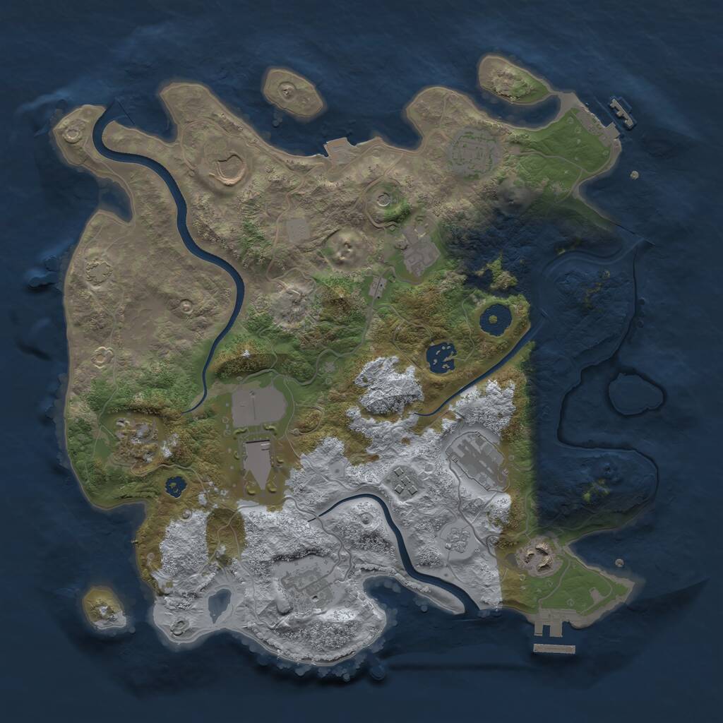 Rust Map: Procedural Map, Size: 3500, Seed: 405403094, 16 Monuments