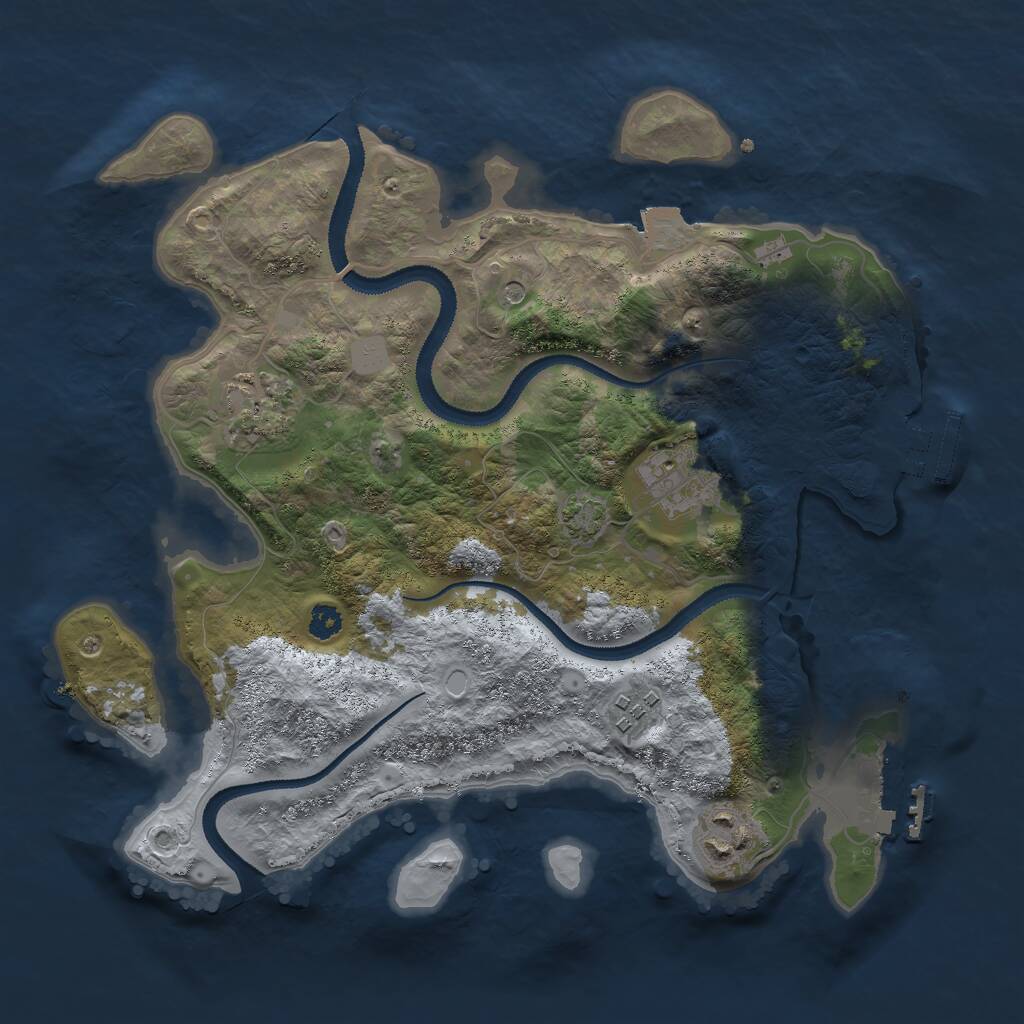 Rust Map: Procedural Map, Size: 3000, Seed: 454257141, 9 Monuments