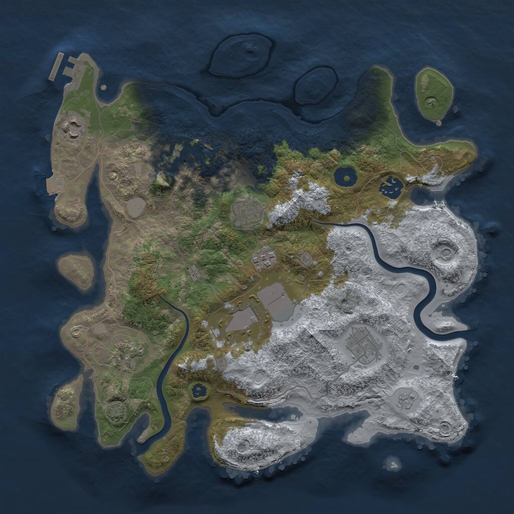 Rust Map: Procedural Map, Size: 3500, Seed: 2626, 13 Monuments