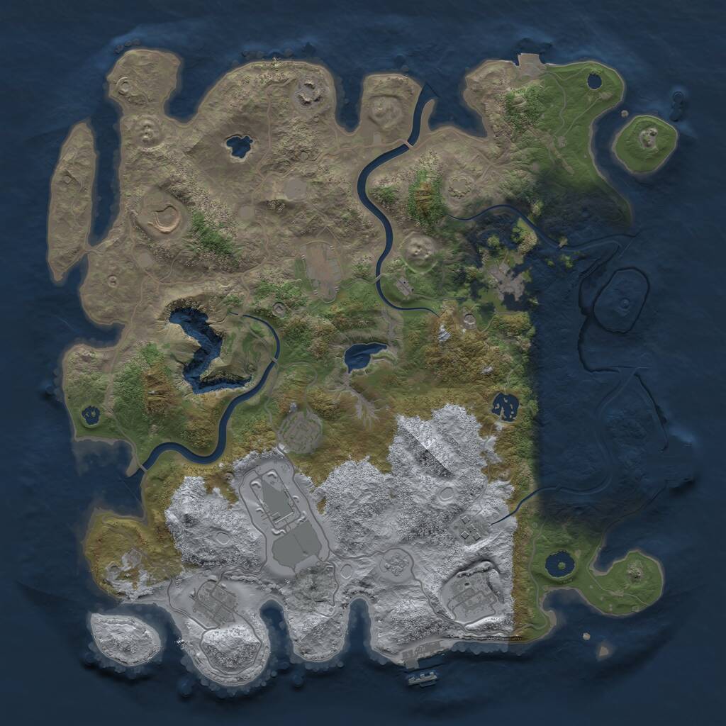 Rust Map: Procedural Map, Size: 4000, Seed: 423380244, 16 Monuments