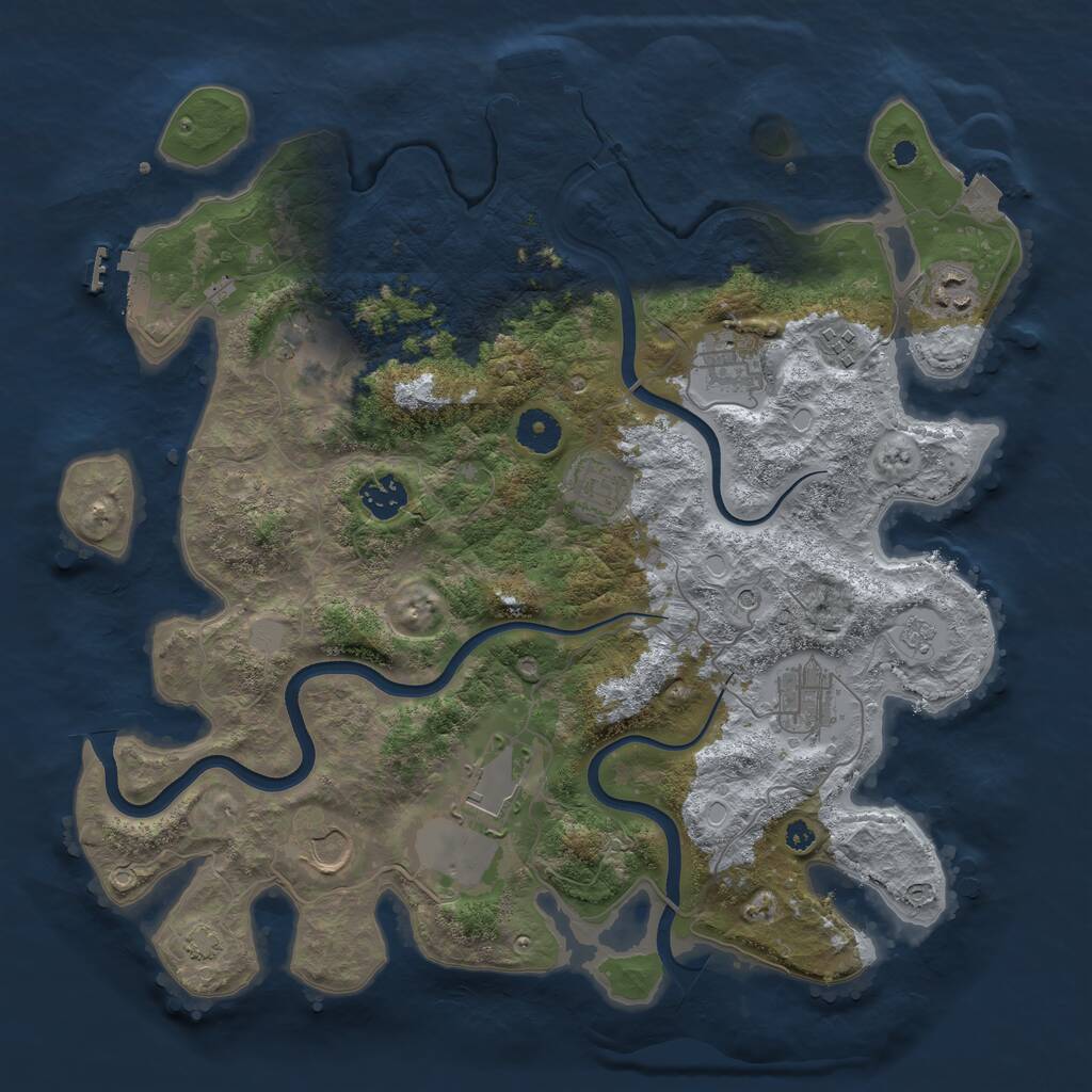Rust Map: Procedural Map, Size: 3750, Seed: 157620492, 15 Monuments