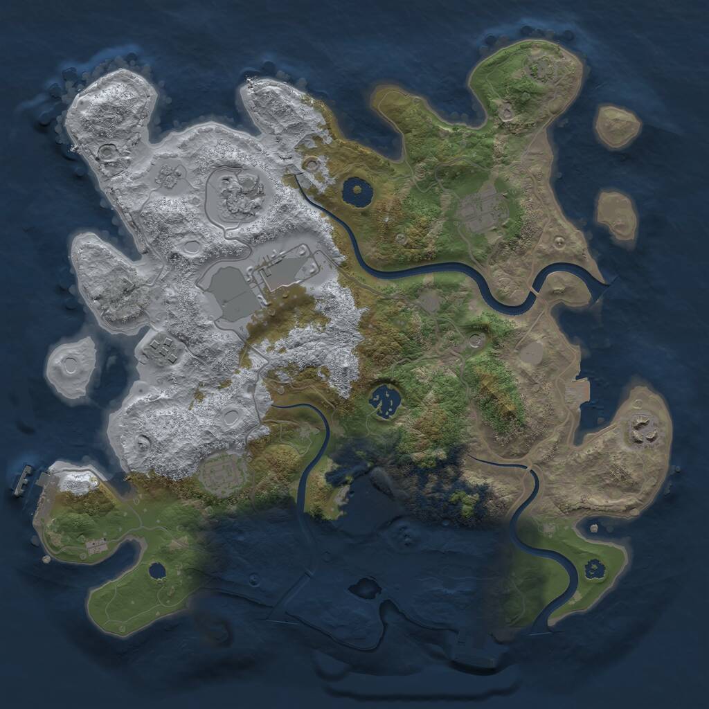 Rust Map: Procedural Map, Size: 3500, Seed: 607298426, 14 Monuments