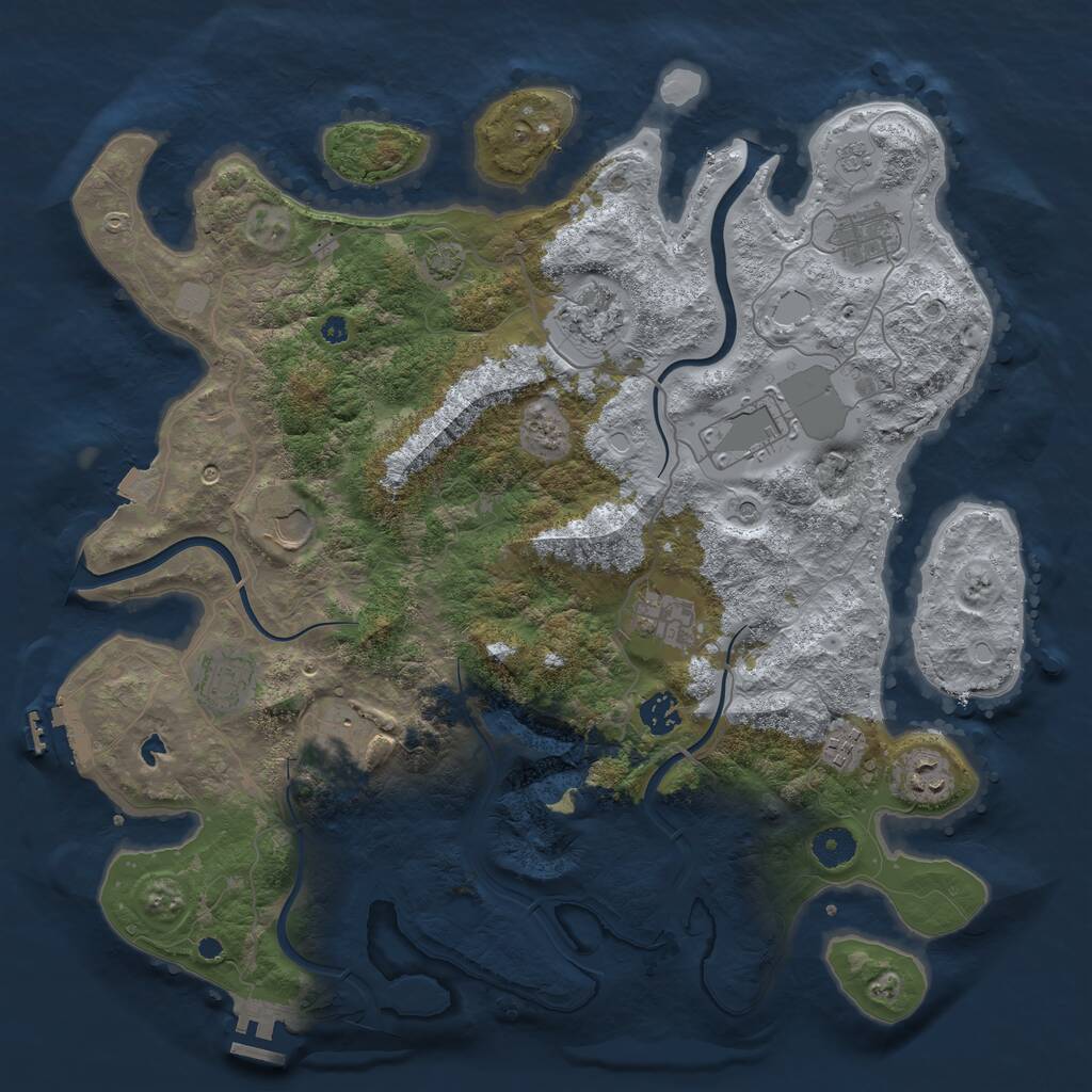 Rust Map: Procedural Map, Size: 4000, Seed: 396083943, 16 Monuments
