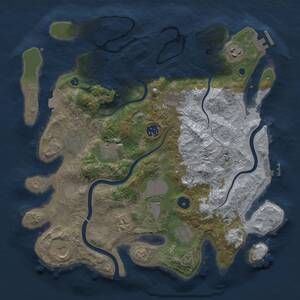 Thumbnail Rust Map: Procedural Map, Size: 3700, Seed: 336804954, 16 Monuments