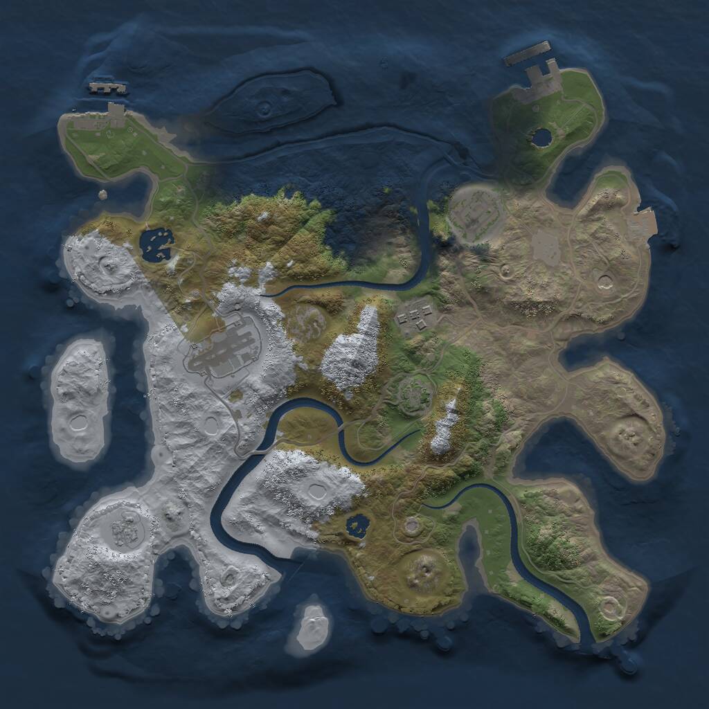Rust Map: Procedural Map, Size: 3000, Seed: 944964291, 10 Monuments