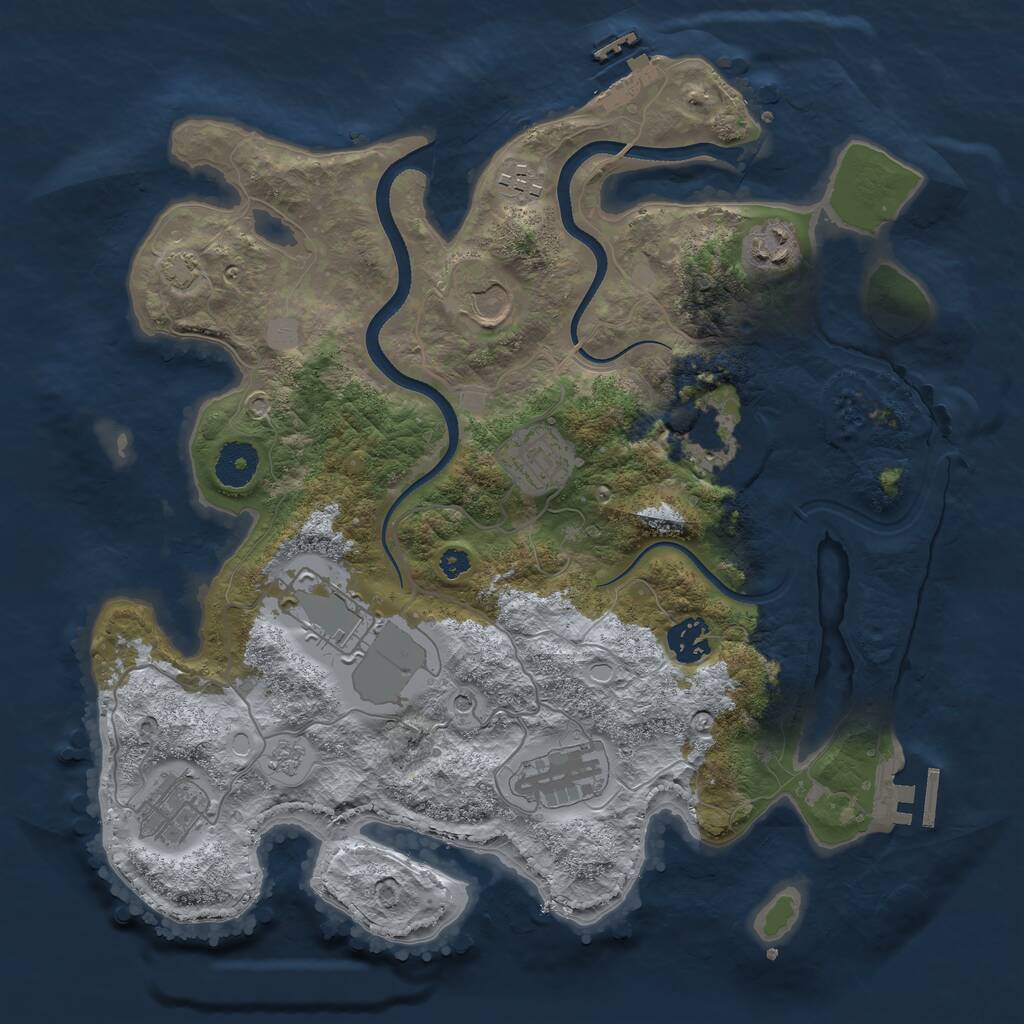 Rust Map: Procedural Map, Size: 3500, Seed: 757544, 15 Monuments