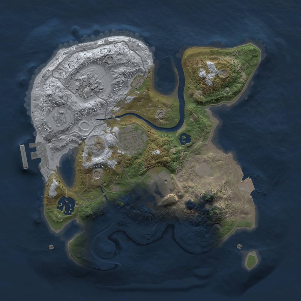 Rust Map: Procedural Map, Size: 2500, Seed: 1034785184, 8 Monuments