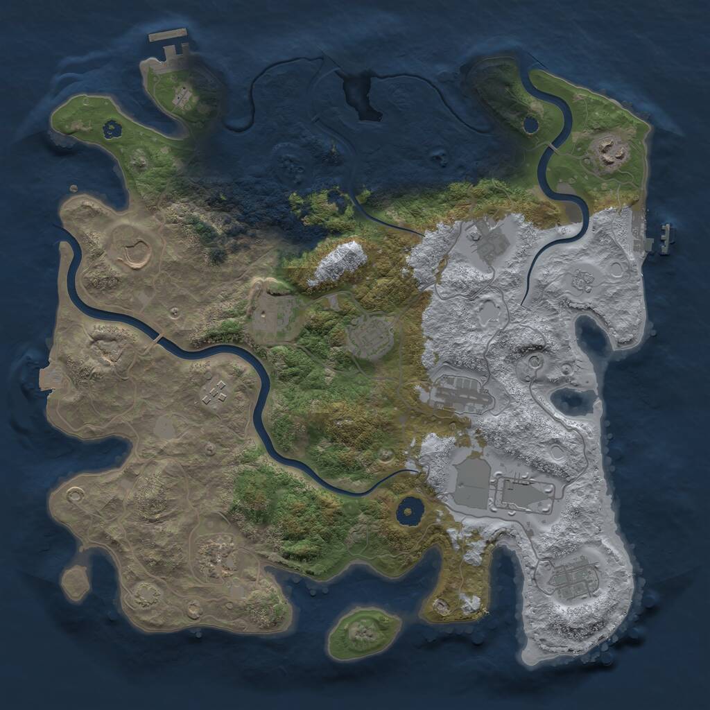 Rust Map: Procedural Map, Size: 3750, Seed: 2128615895, 16 Monuments