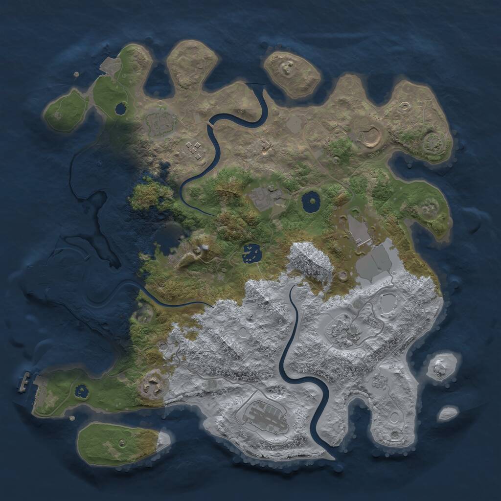 Rust Map: Procedural Map, Size: 3700, Seed: 839241539, 16 Monuments