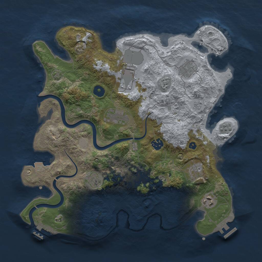 Rust Map: Procedural Map, Size: 3500, Seed: 1555109439, 15 Monuments