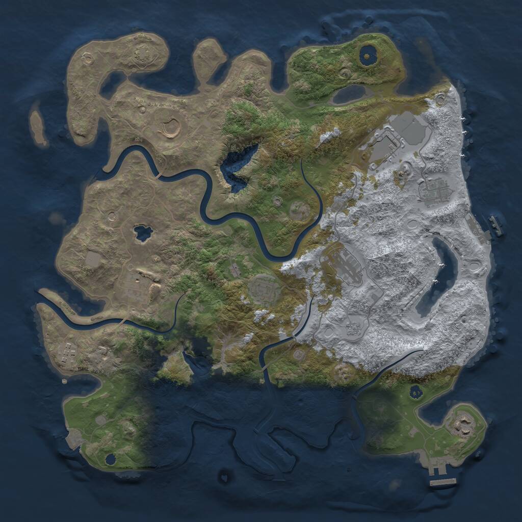 Rust Map: Procedural Map, Size: 4000, Seed: 41747133, 14 Monuments