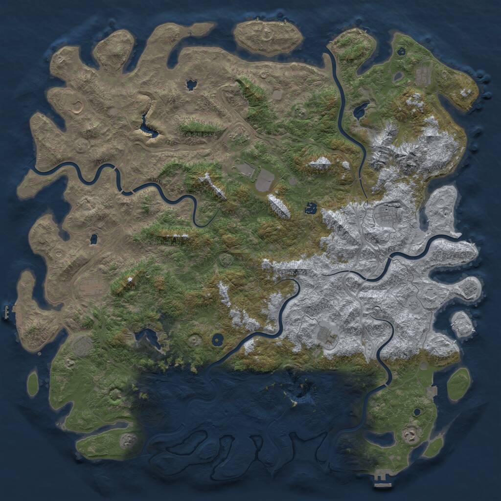 Rust Map: Procedural Map, Size: 6000, Seed: 1215, 17 Monuments