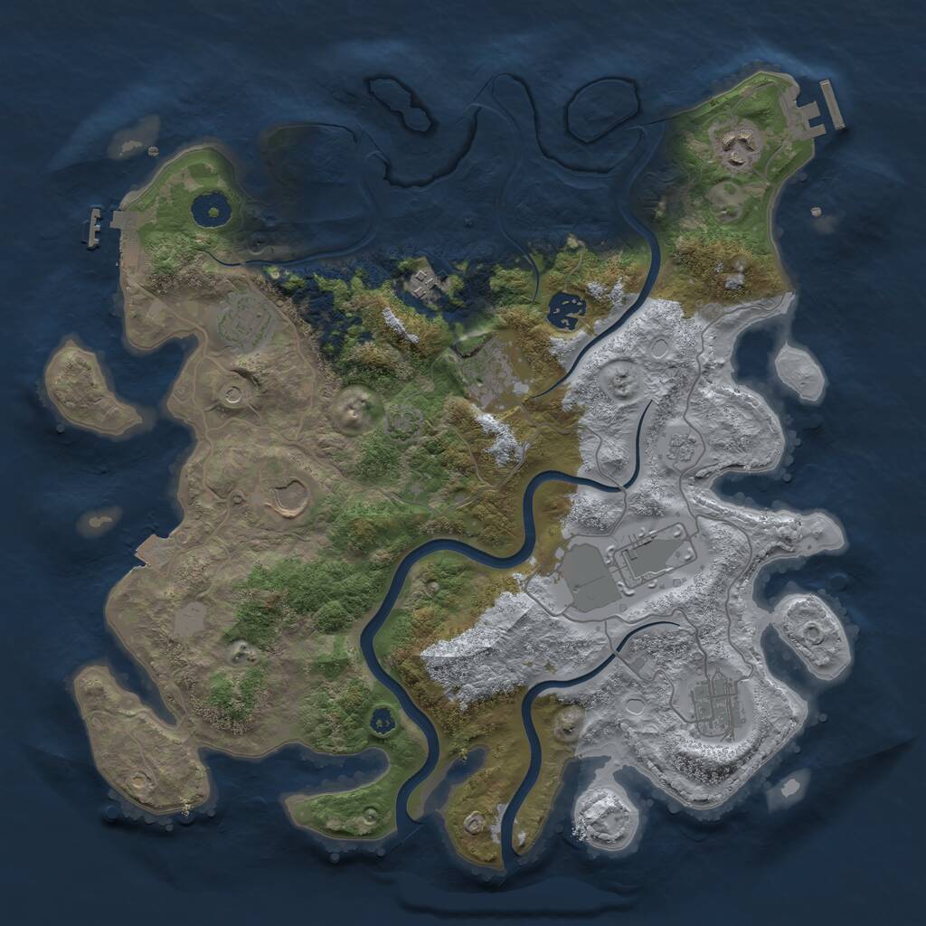Rust Map: Procedural Map, Size: 3700, Seed: 312759615, 14 Monuments