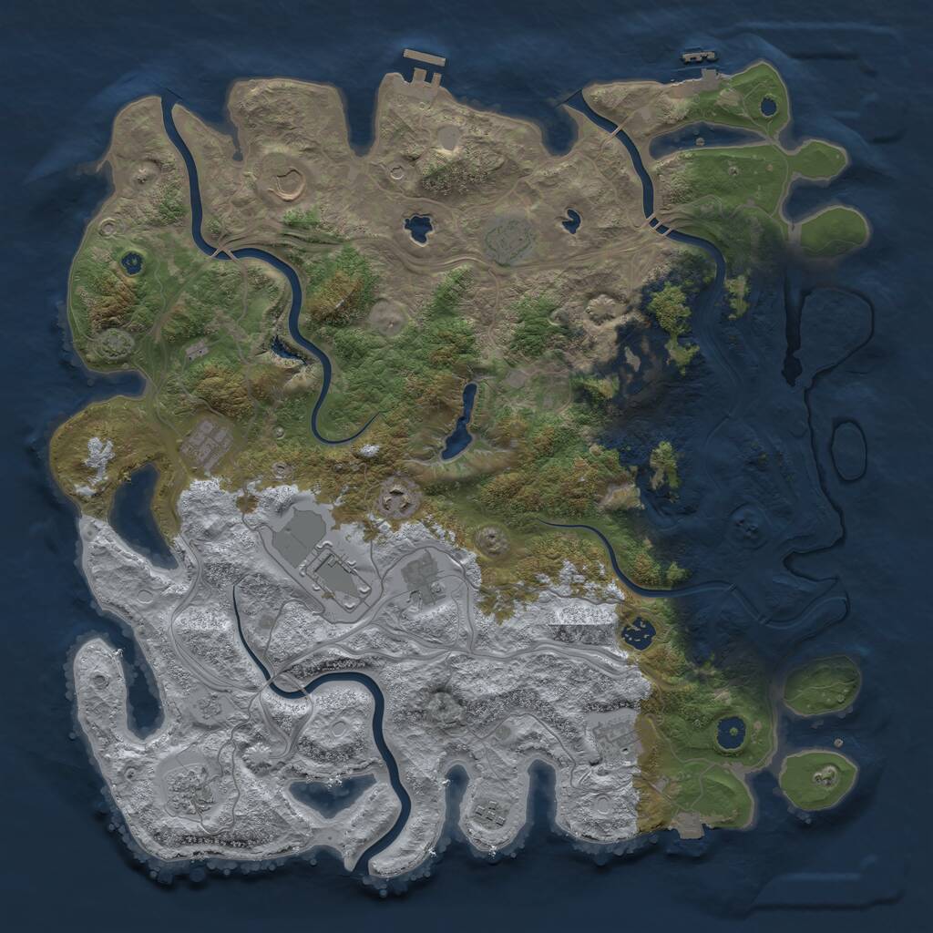 Rust Map: Procedural Map, Size: 4500, Seed: 866549538, 17 Monuments