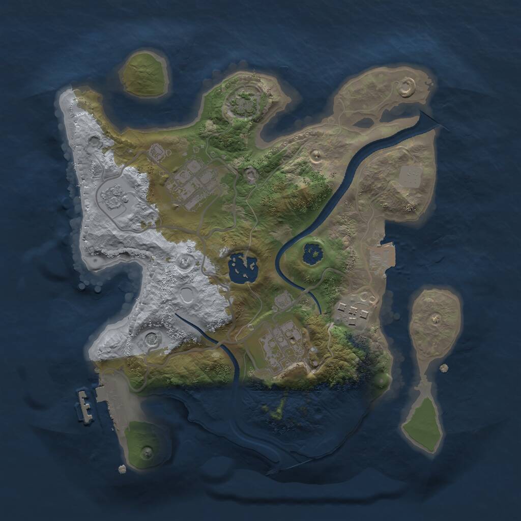 Rust Map: Procedural Map, Size: 2500, Seed: 1030833877, 9 Monuments