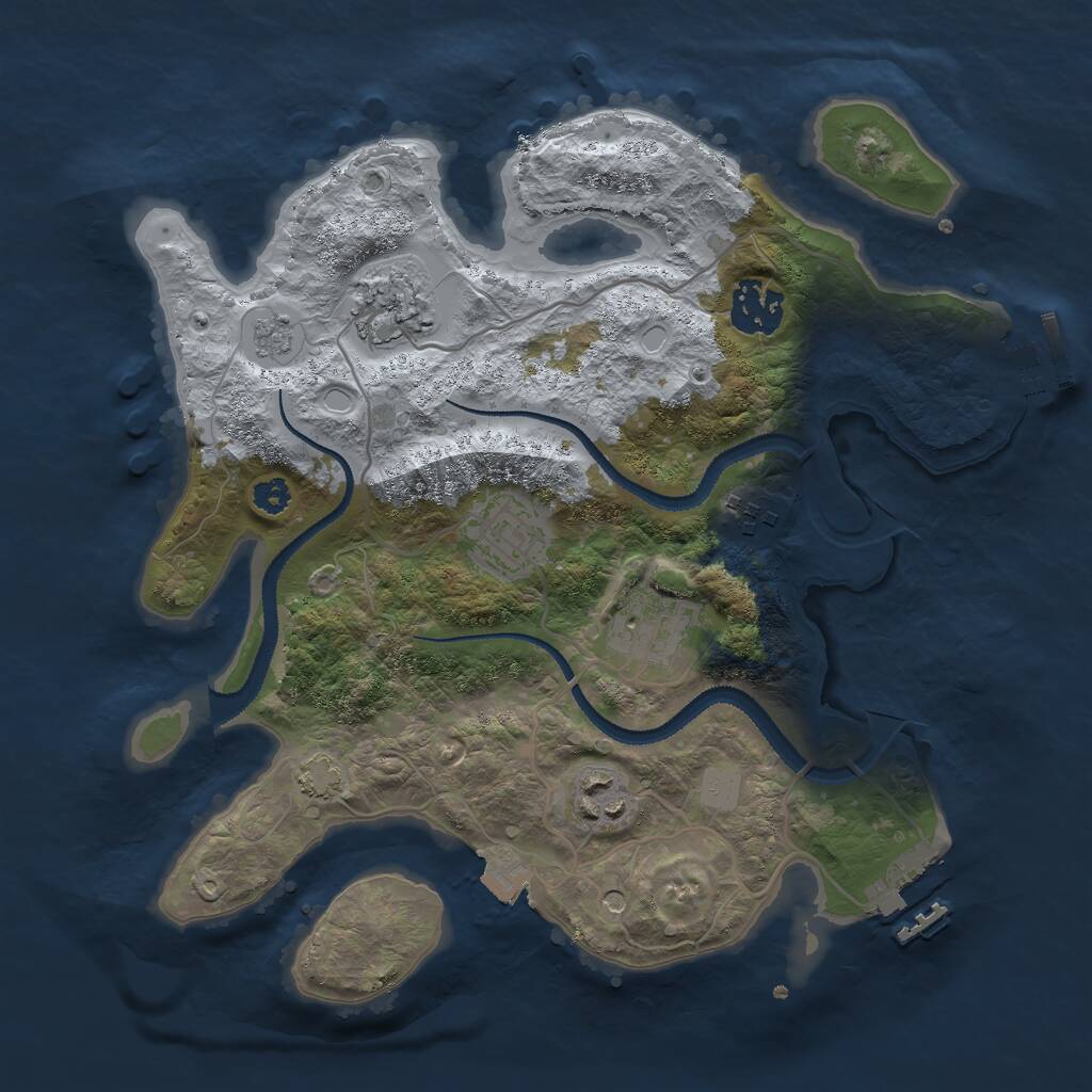 Rust Map: Procedural Map, Size: 3000, Seed: 5162897, 12 Monuments