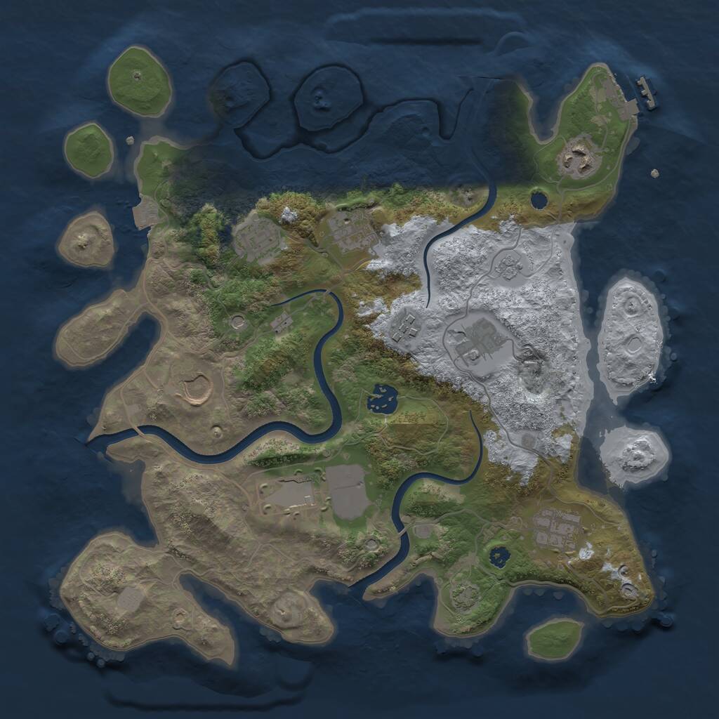 Rust Map: Procedural Map, Size: 3500, Seed: 907280173, 14 Monuments