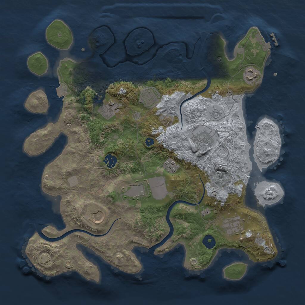 Rust Map: Procedural Map, Size: 3500, Seed: 907280173, 14 Monuments
