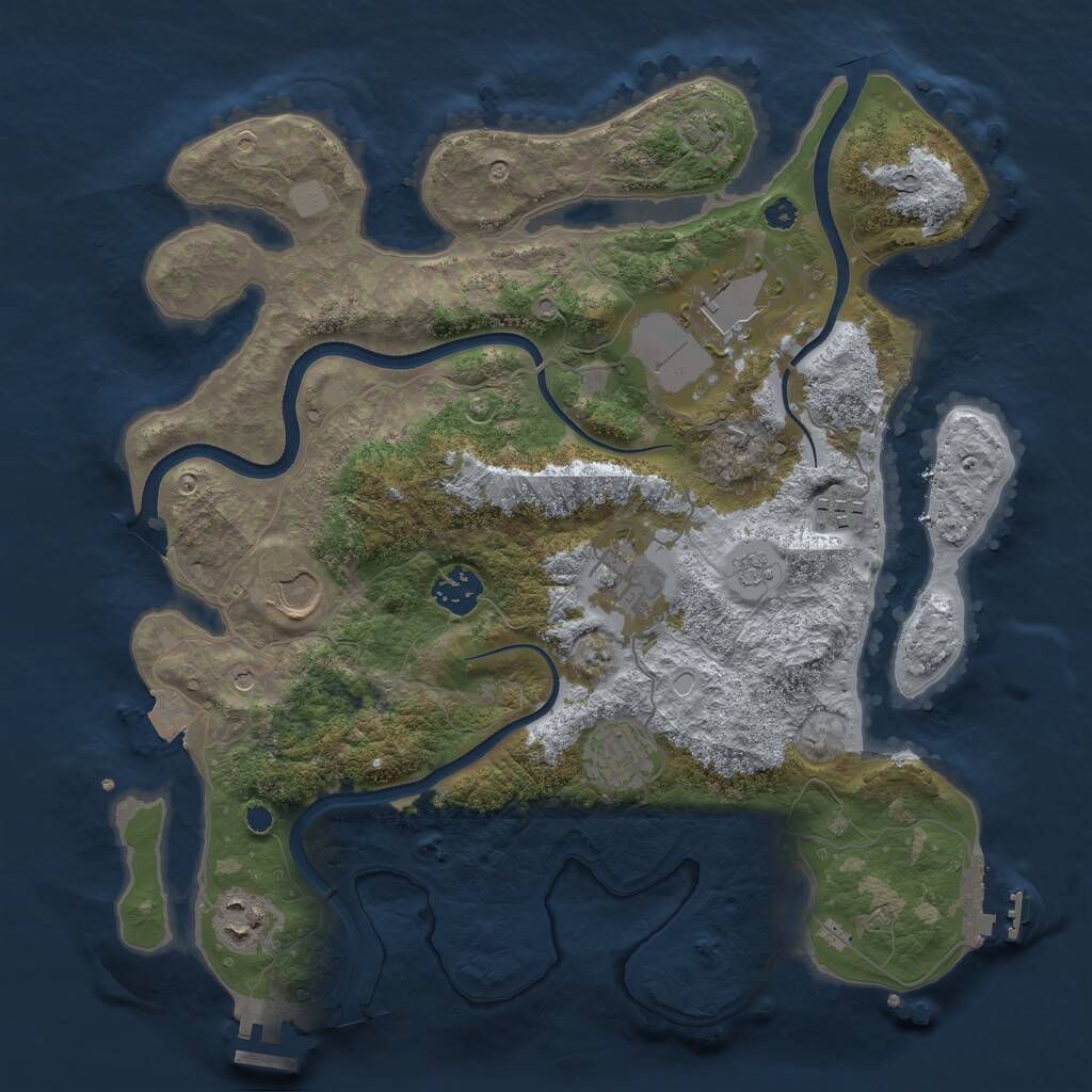 Rust Map: Procedural Map, Size: 3500, Seed: 29444241, 13 Monuments