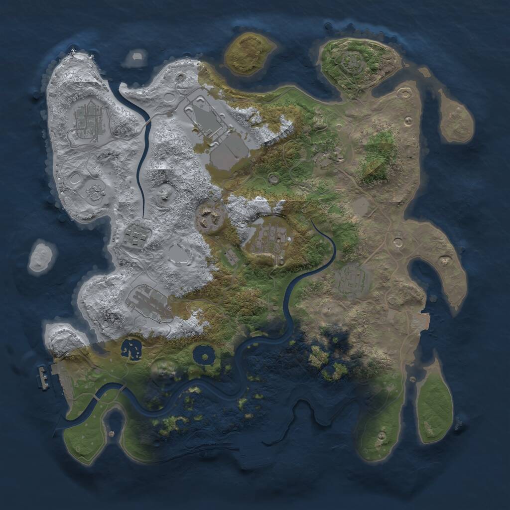 Rust Map: Procedural Map, Size: 3500, Seed: 64675966, 15 Monuments