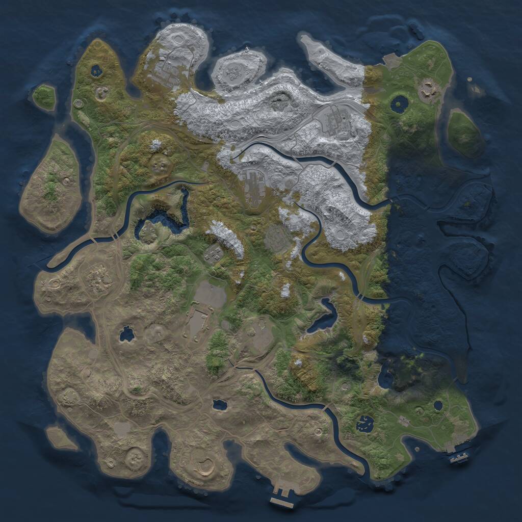 Rust Map: Procedural Map, Size: 4500, Seed: 2040625133, 17 Monuments