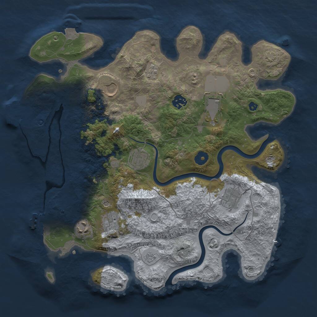 Rust Map: Procedural Map, Size: 3500, Seed: 188662875, 14 Monuments