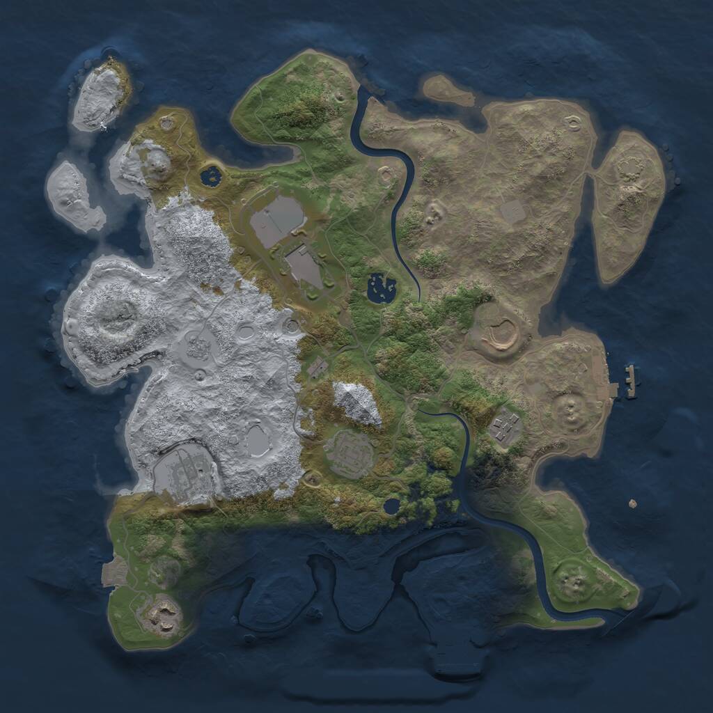 Rust Map: Procedural Map, Size: 3500, Seed: 1974248415, 13 Monuments
