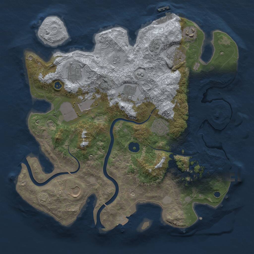 Rust Map: Procedural Map, Size: 3500, Seed: 311607746, 14 Monuments