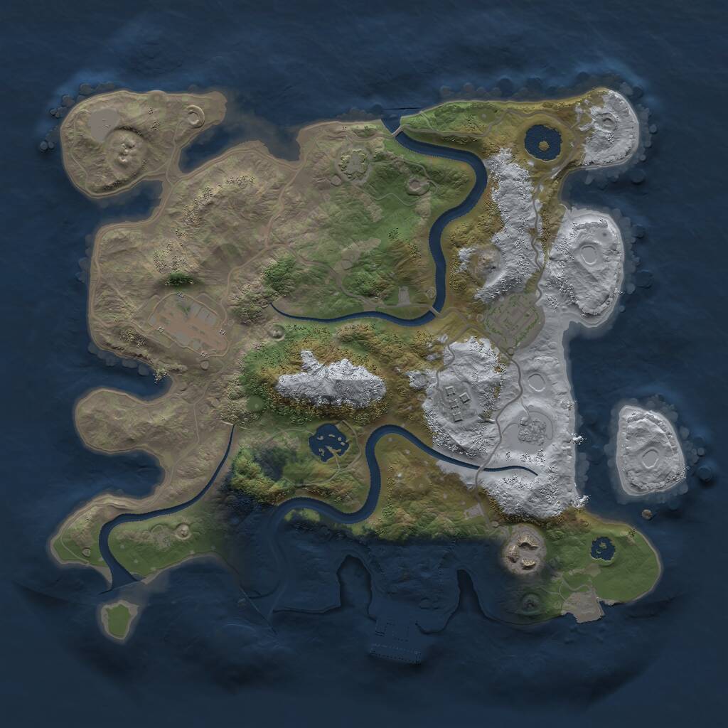 Rust Map: Procedural Map, Size: 3000, Seed: 2032529474, 9 Monuments