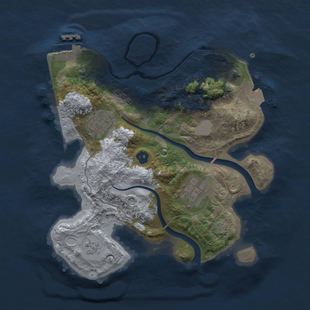 Rust Map: Procedural Map, Size: 2500, Seed: 1372591238, 7 Monuments