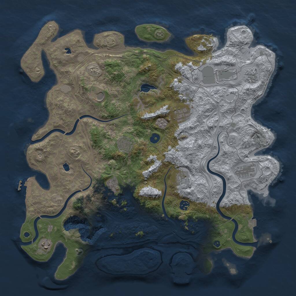 Rust Map: Procedural Map, Size: 4500, Seed: 173611, 17 Monuments