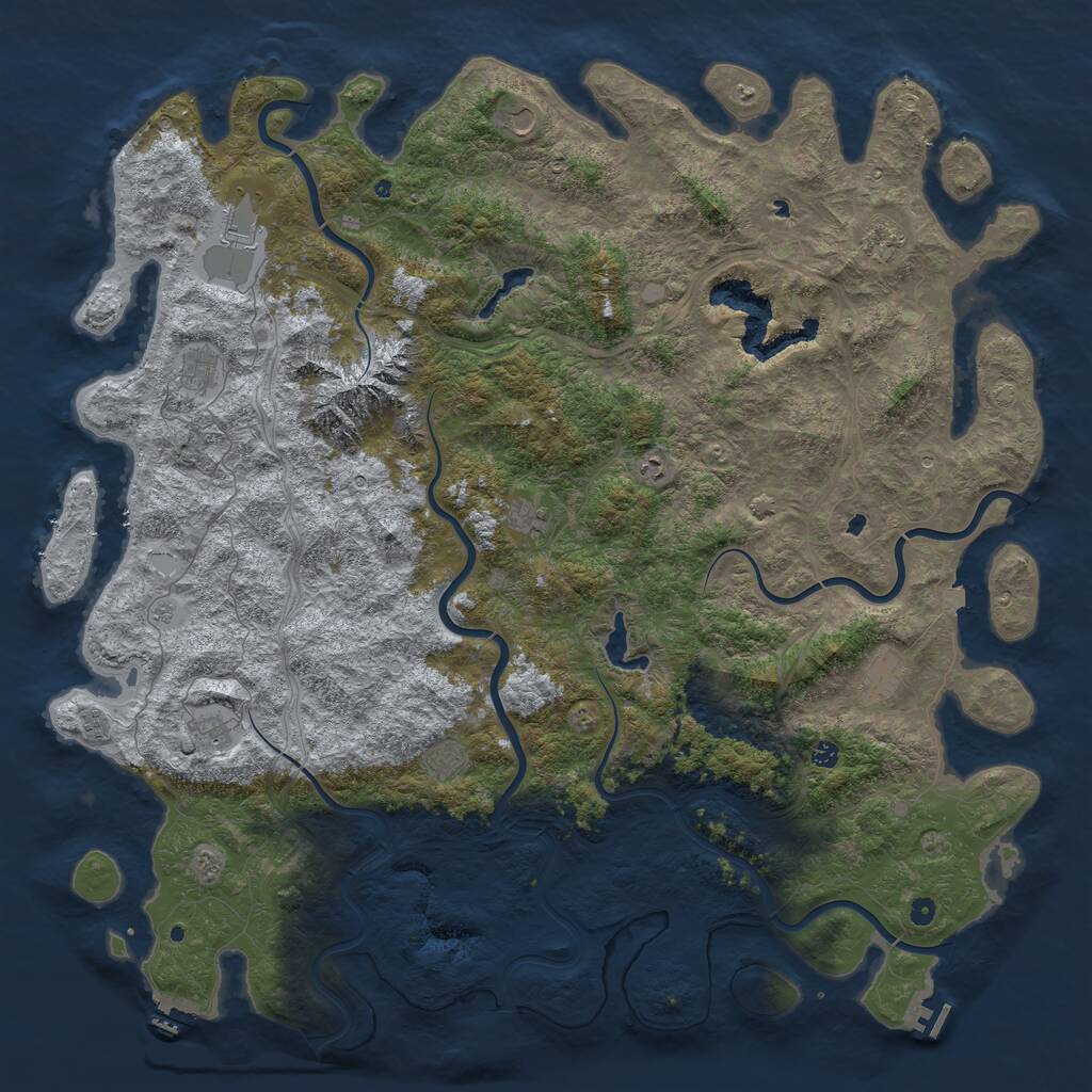 Rust Map: Procedural Map, Size: 6000, Seed: 280825, 17 Monuments