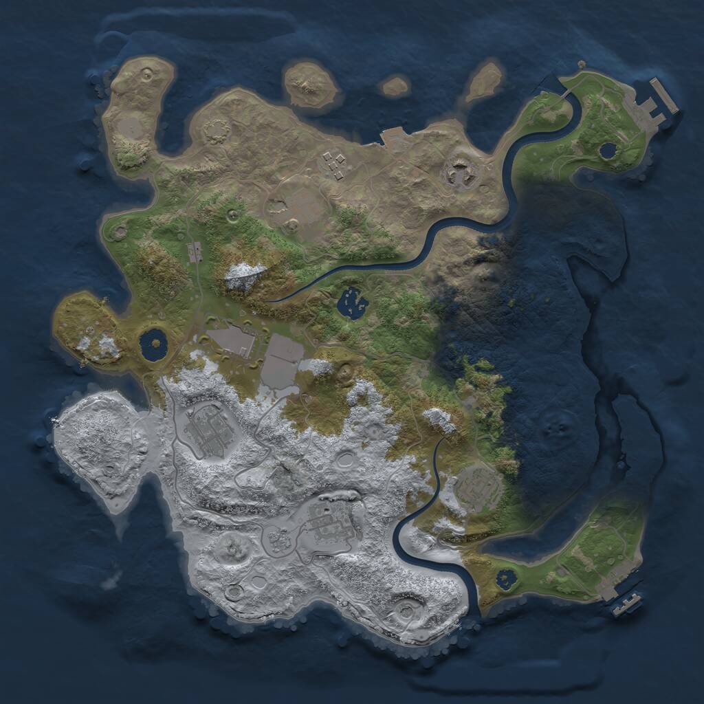 Rust Map: Procedural Map, Size: 3500, Seed: 373653374, 14 Monuments