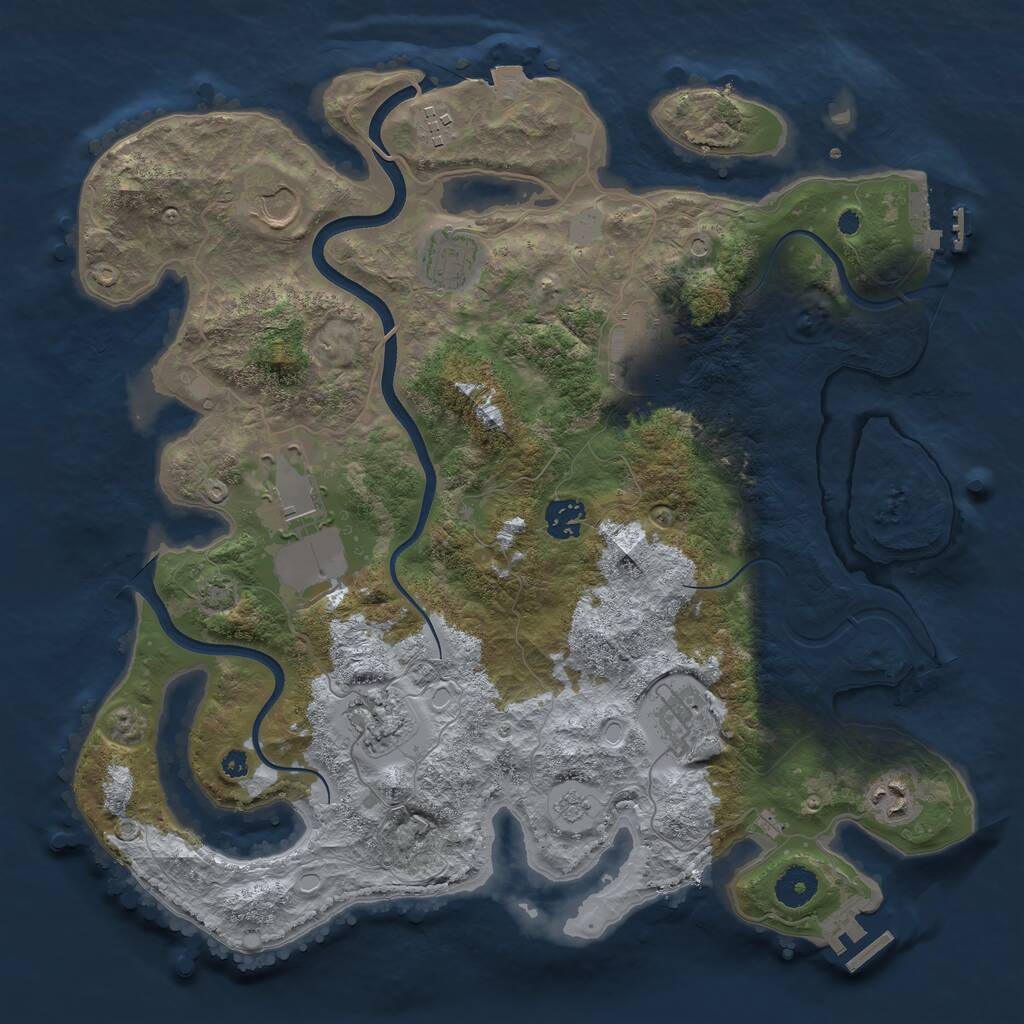 Rust Map: Procedural Map, Size: 3750, Seed: 25494, 15 Monuments