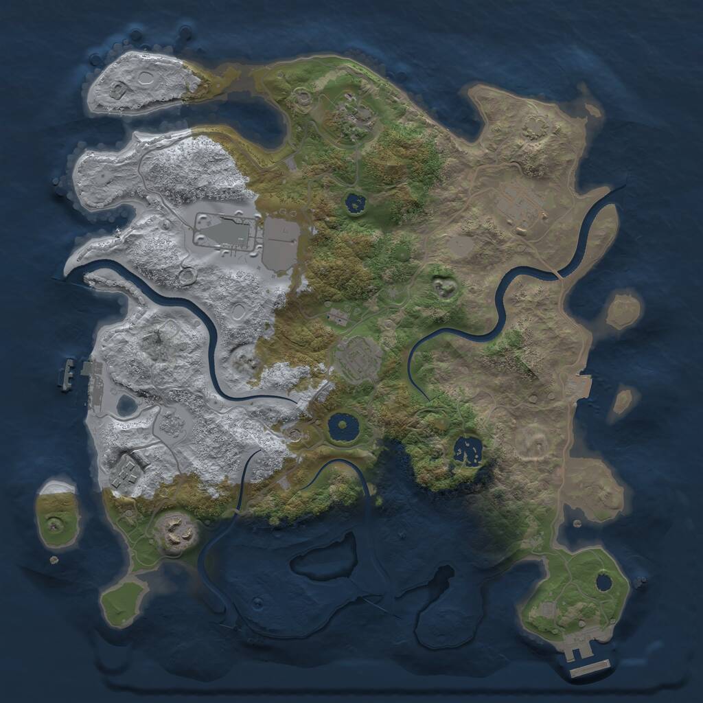 Rust Map: Procedural Map, Size: 3500, Seed: 462382369, 13 Monuments