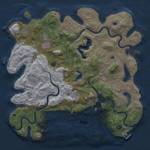 Thumbnail Rust Map: Procedural Map, Size: 4500, Seed: 2093790180, 17 Monuments