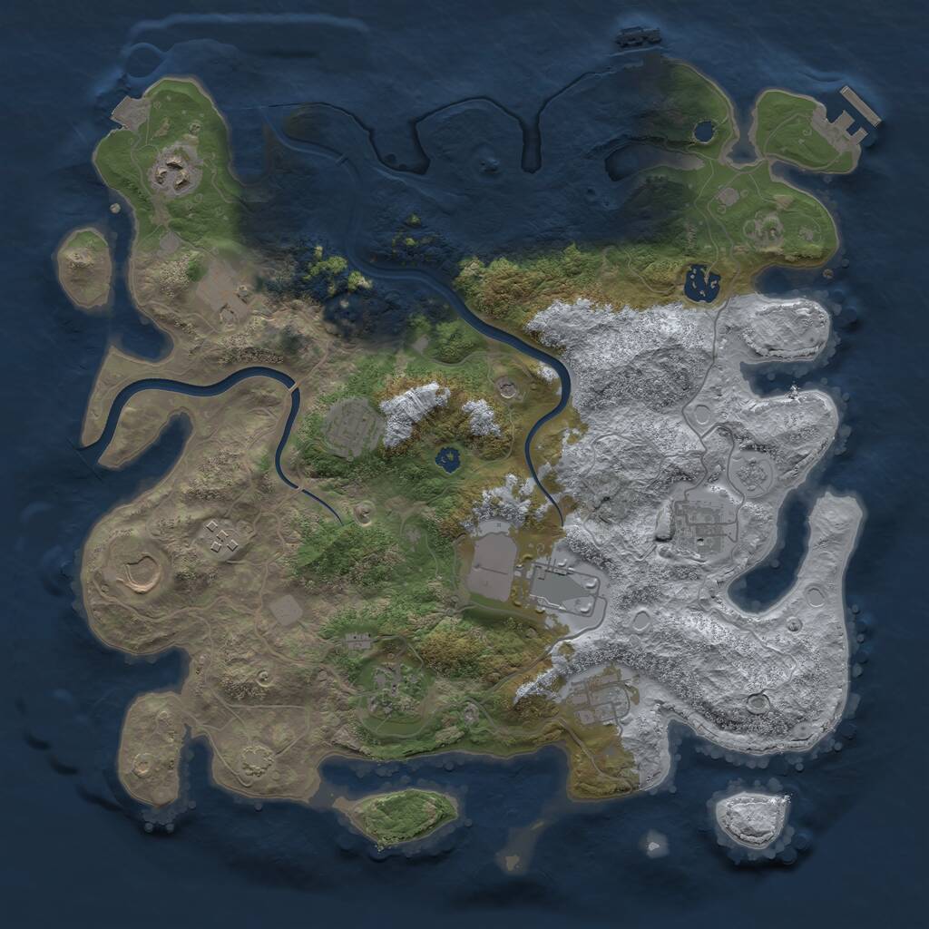 Rust Map: Procedural Map, Size: 3750, Seed: 18980, 16 Monuments