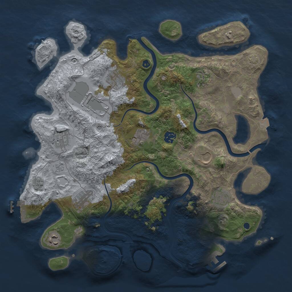 Rust Map: Procedural Map, Size: 3750, Seed: 360548, 17 Monuments