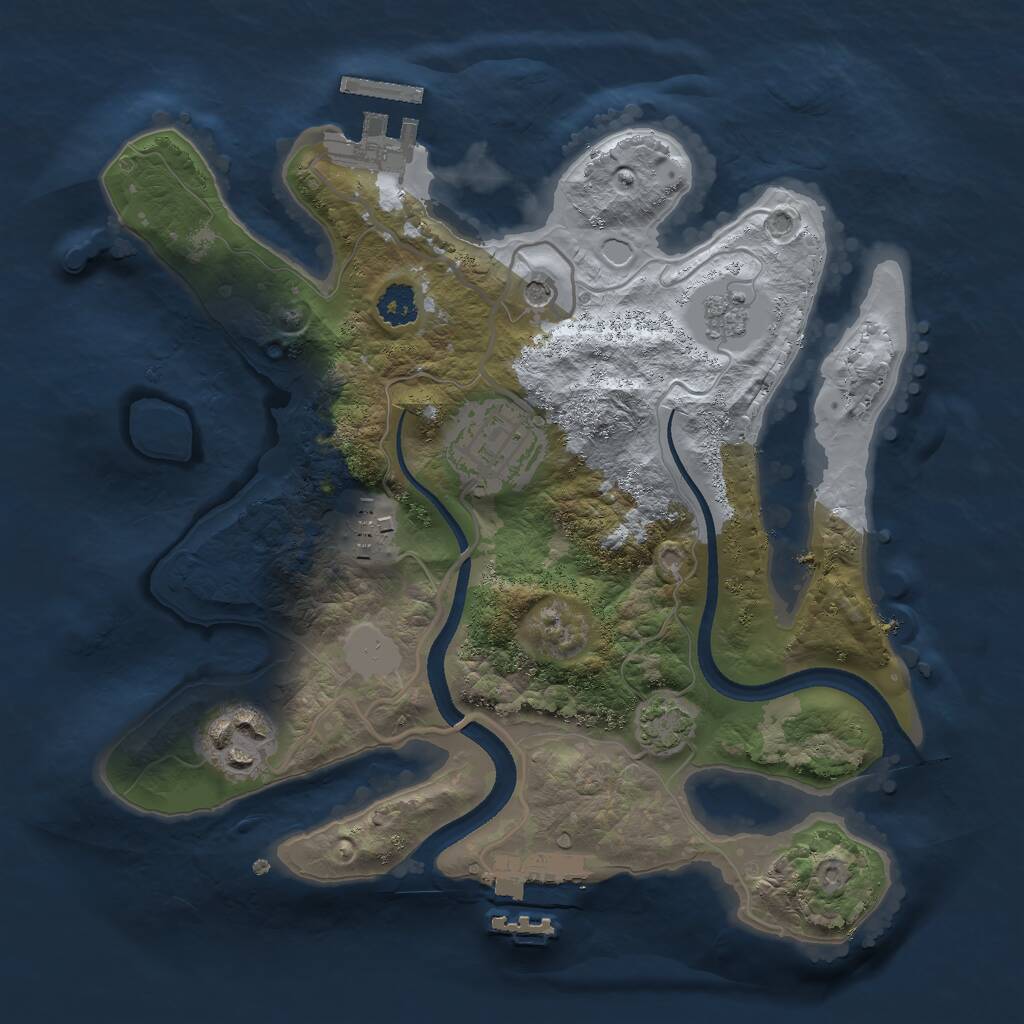 Rust Map: Procedural Map, Size: 2500, Seed: 1570359256, 9 Monuments