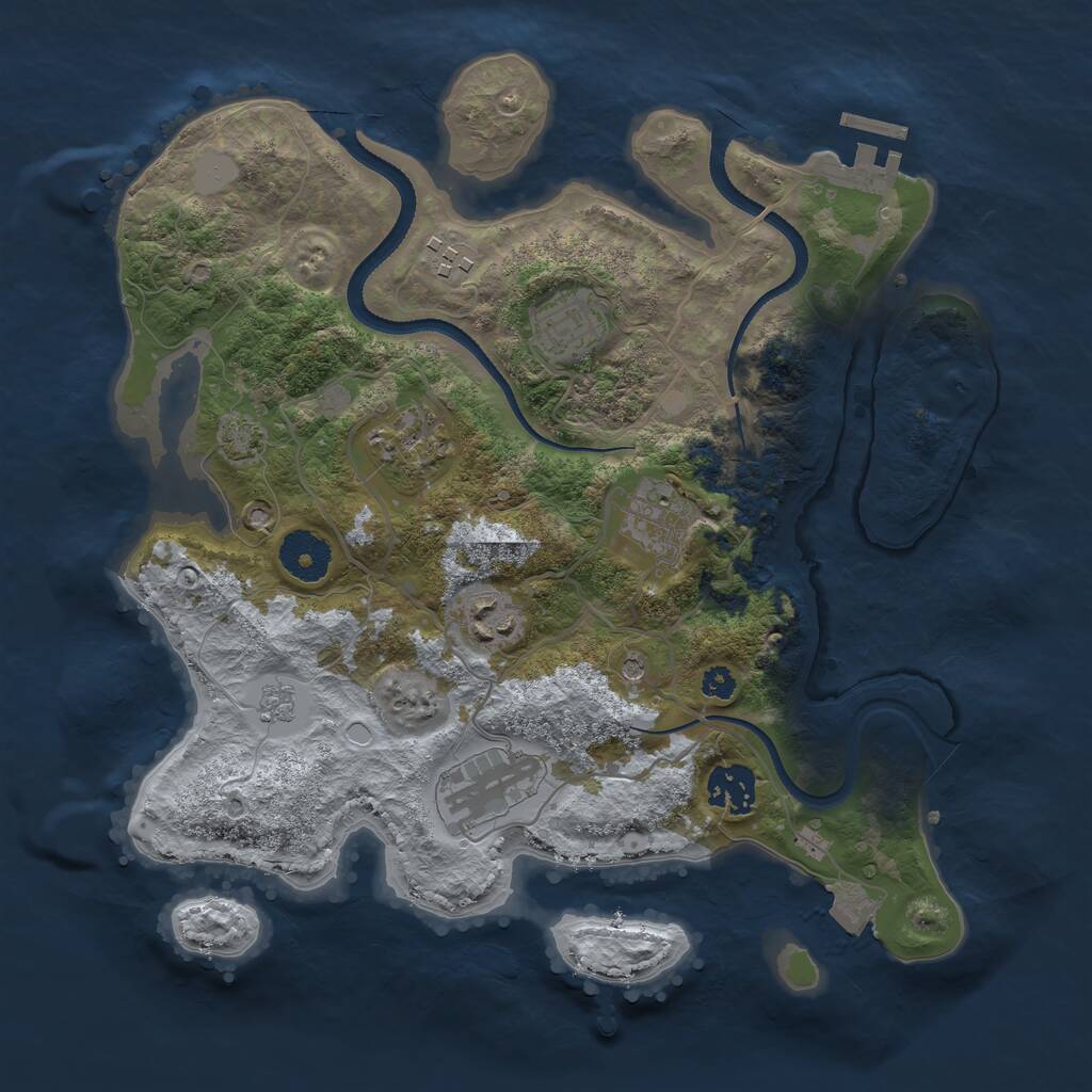 Rust Map: Procedural Map, Size: 3250, Seed: 144086929, 12 Monuments