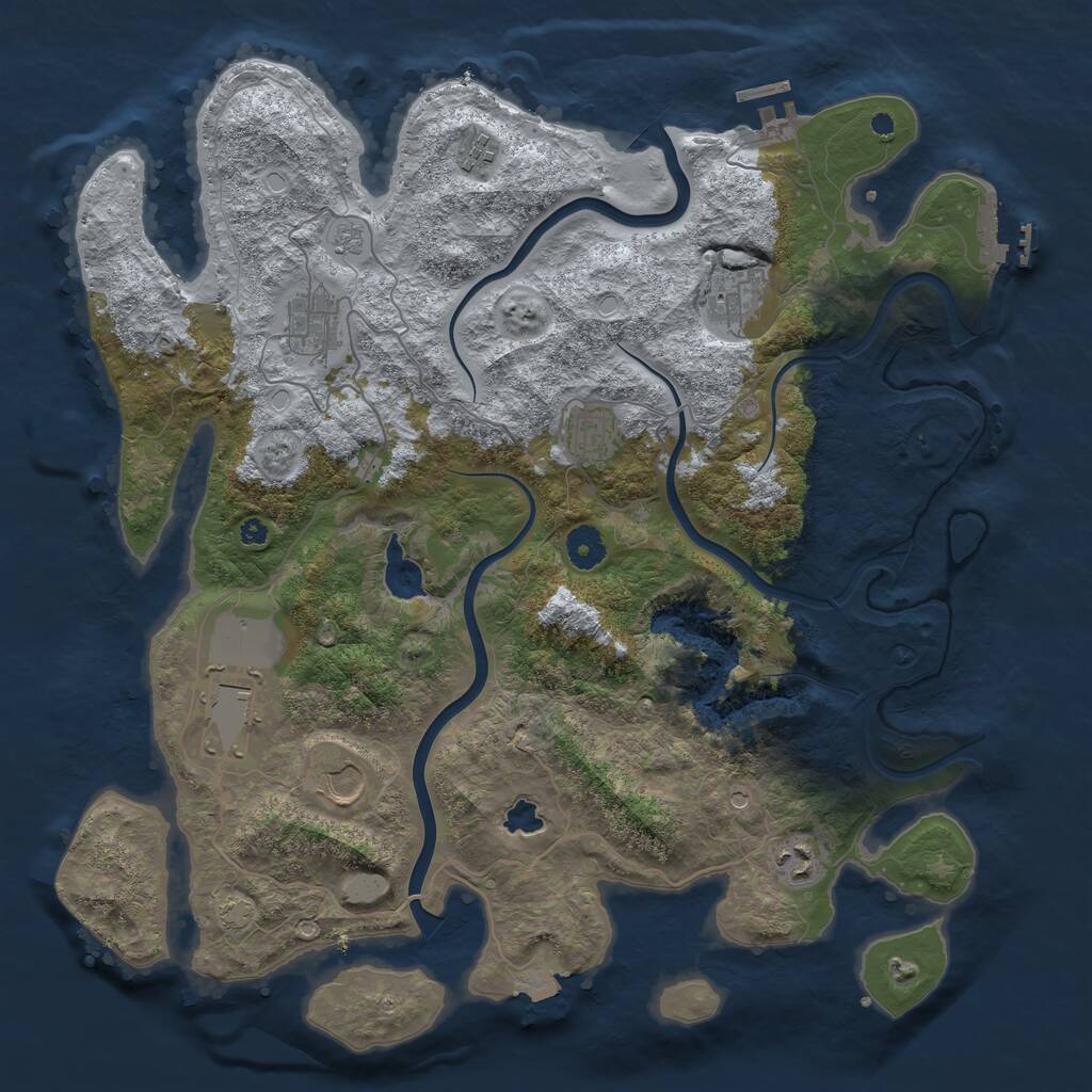 Rust Map: Procedural Map, Size: 4000, Seed: 998165, 13 Monuments