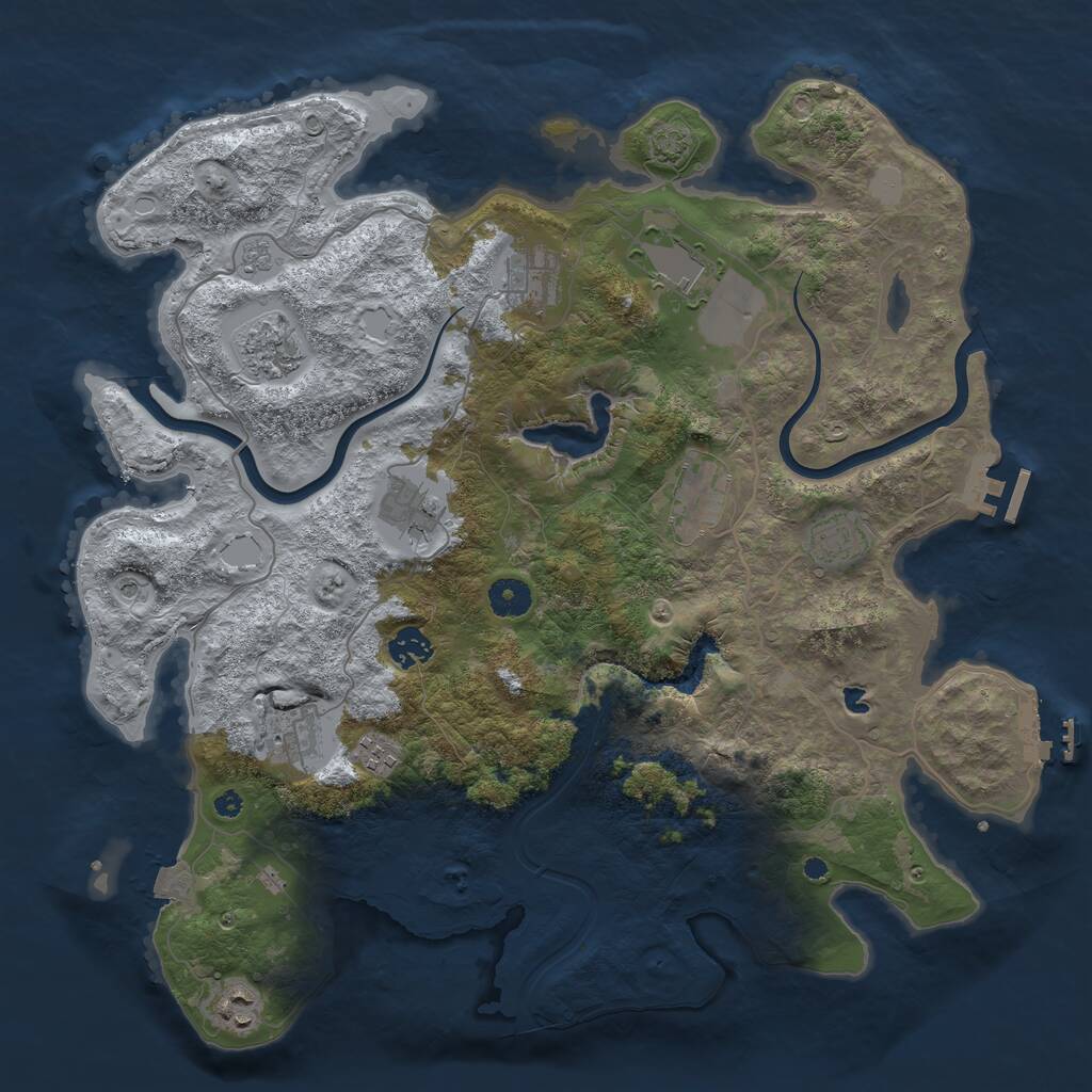 Rust Map: Procedural Map, Size: 4000, Seed: 645821451, 16 Monuments